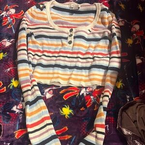 Striped Long Sleeve Crop Top